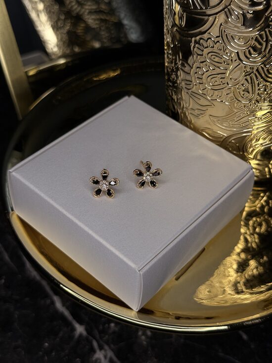 Rozā zelta auskariņi - puķītes PP35