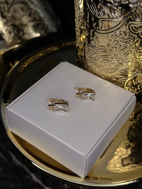 Rozā zelta auskariņi ar angļu aizdari AB1