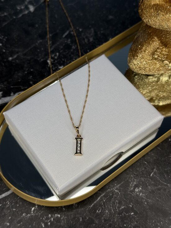 “I” burtiņa kaklarota - rozā zelta 