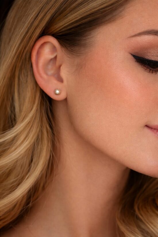 Rozā zelta pērlīšu auskariņi PP23