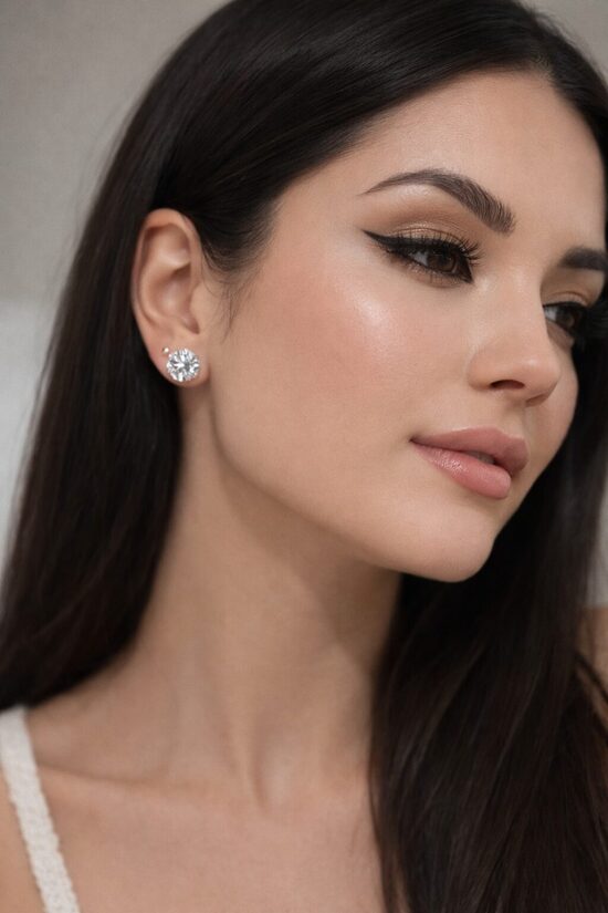 Rozā zelta auskariņi PP7