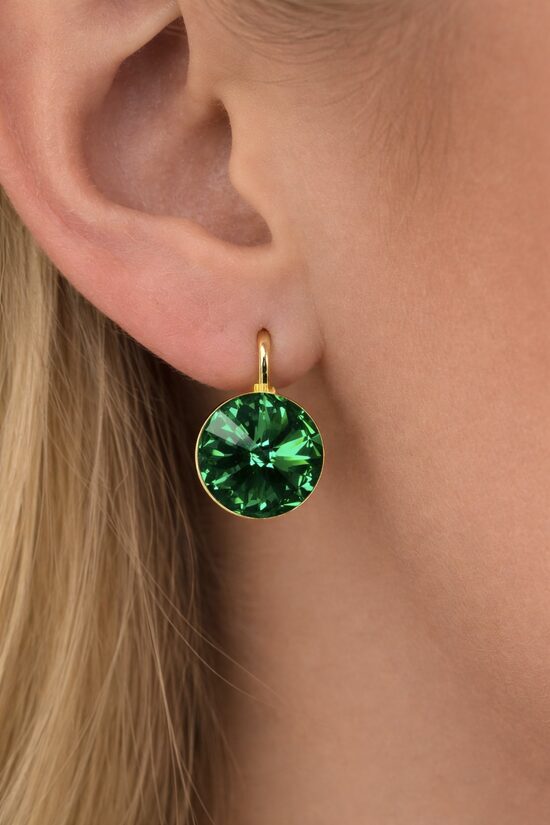 Apzeltīti lux auskari ar swarovski kristālu V12