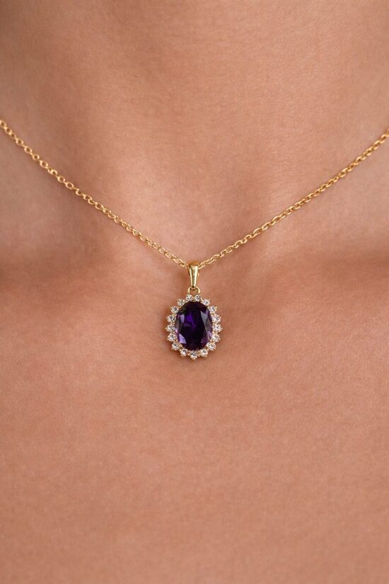 Rozā zelta lux kaklarota ar ametista cirkoniju GH50