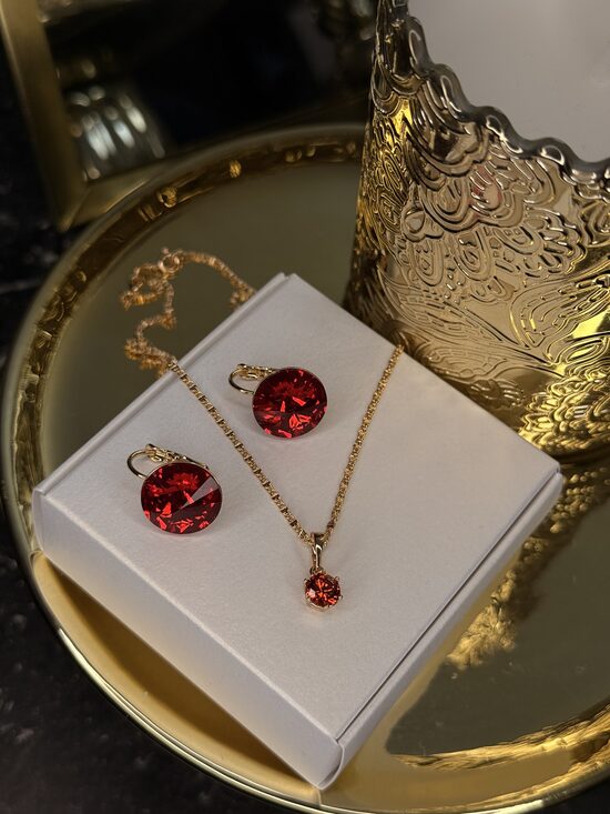 Lux rozā zelta komplekts V42