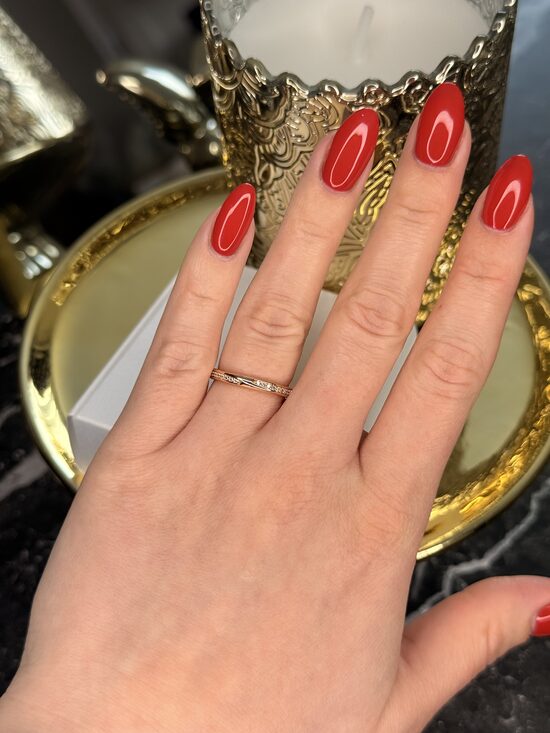 Rozā zelta lux gredzens V79