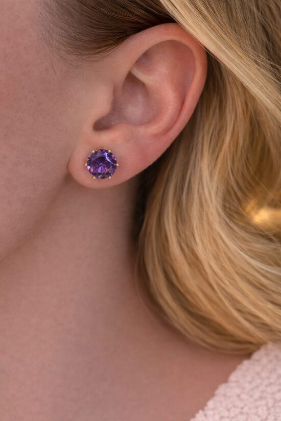 Apzeltīti auskariņi ar ametista cirkonijiem V30