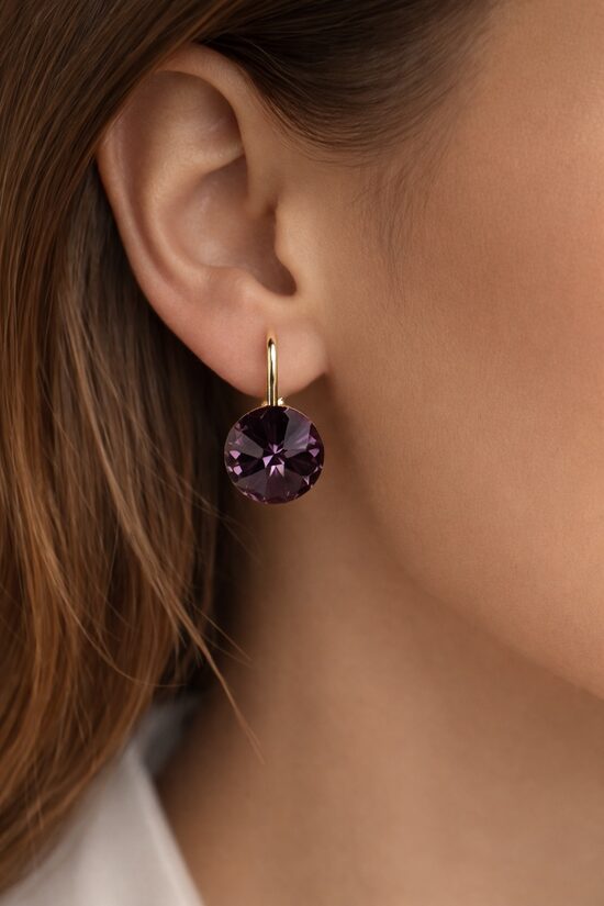 Apzeltīti lux auskariņi ar swarovski kristāliem V20