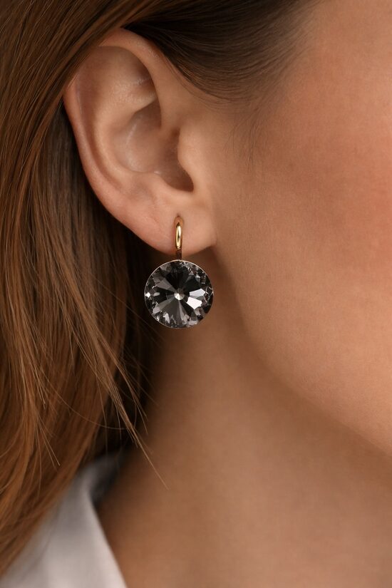 Apzeltīti lux auskariņi ar swarovski kristāliem V19