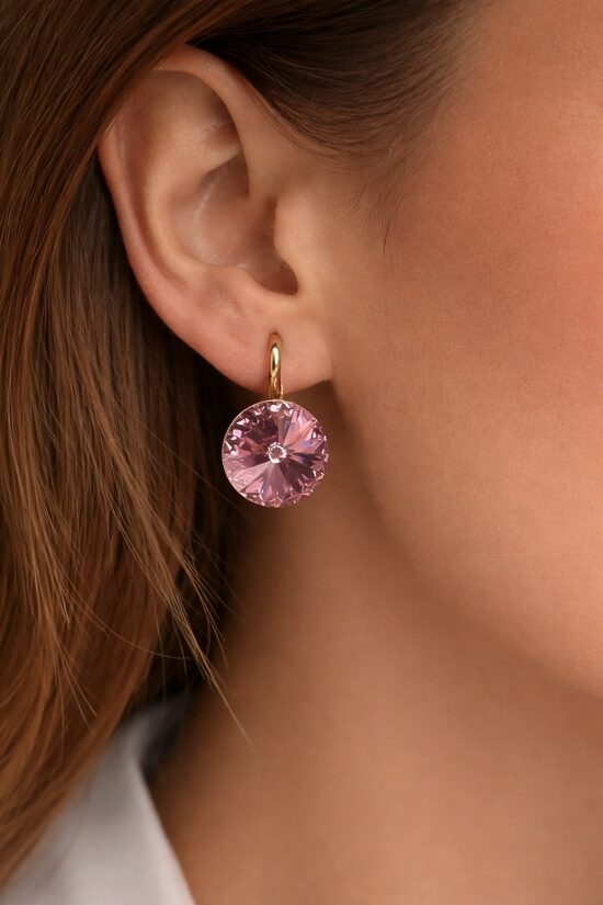 Apzeltīti lux auskariņi ar swarovski kristāliem V21