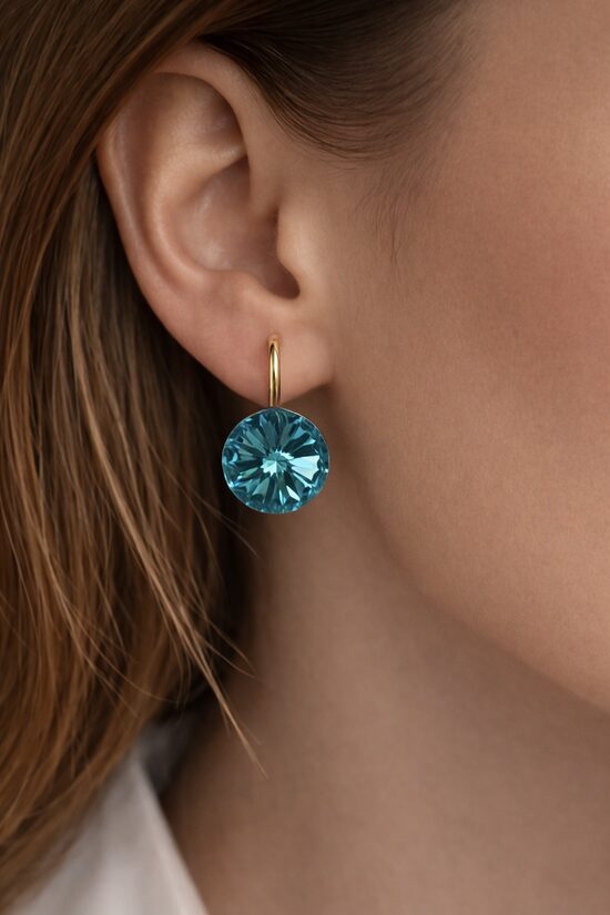 Apzeltīti lux auskariņi ar swarovski kristāliem V14