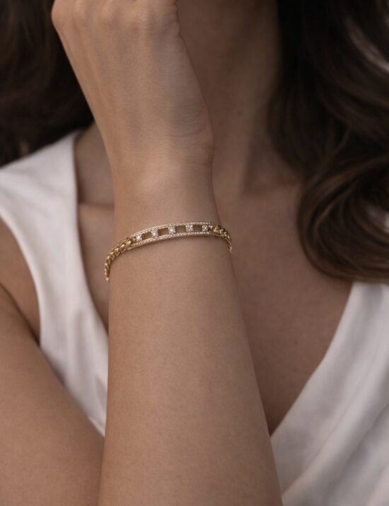 Rozā zelta lux rokassprādze ar cirkonijiem GH71