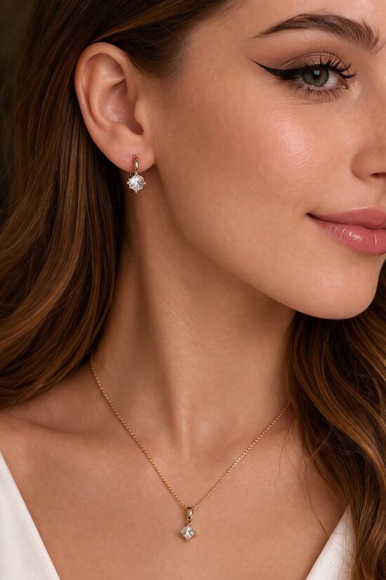 Rozā zelta komplekts ar baltiem cirkonijiem MN56