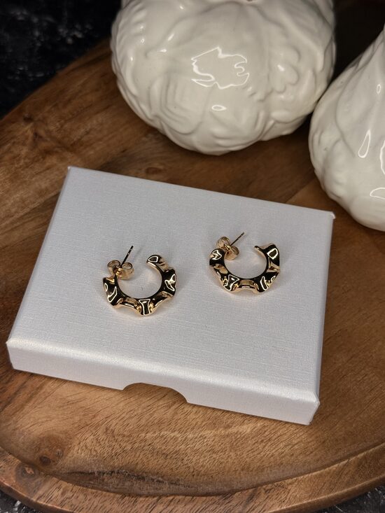 Rozā zelta auskariņi - rievotie RP6