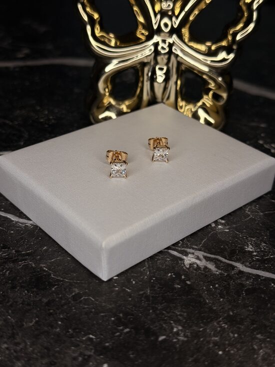 Rozā zelta nagliņu auskariņi luxus SP41