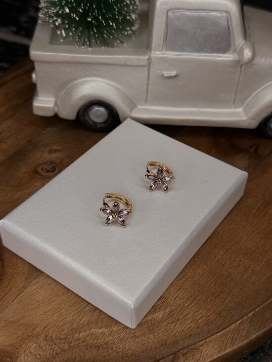 Maigi violetas puķītes - riņķīšu auskariņi lux SO1