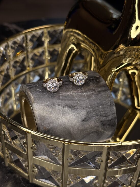 Rozā zelta lux auskariņi GH31