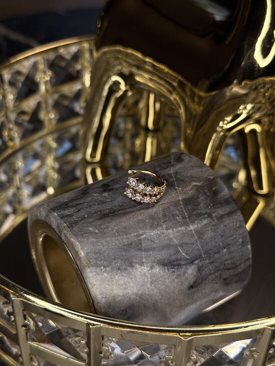 Rozā zelta “cuff” stila auskars (nav nepieciešams caurums ausī)