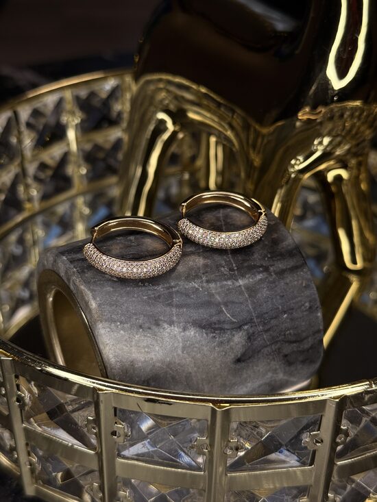 Rozā zelta lux auskariņi GH20