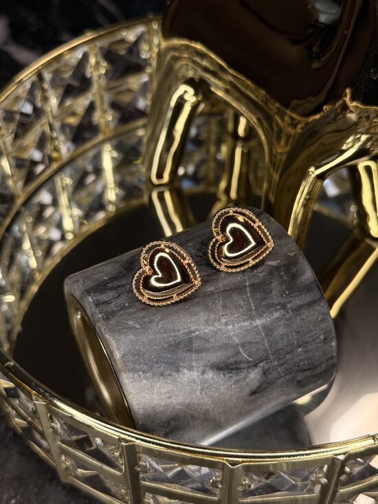 Rozā zelta sirsniņu auskari lux GH11