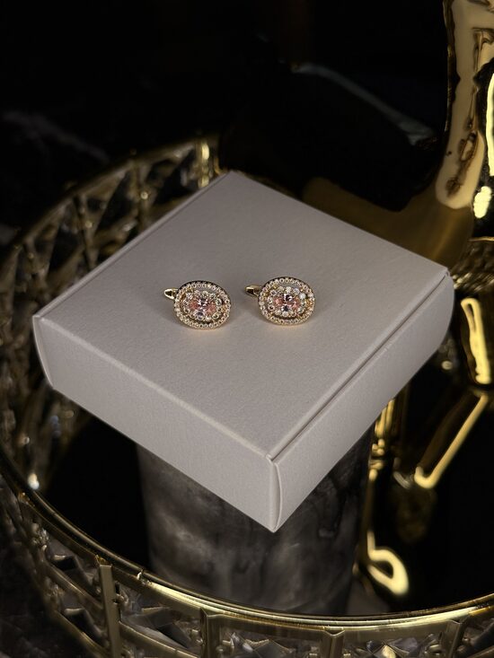 Rozā zelta lux auskariņi ar angļu aizdari EE10