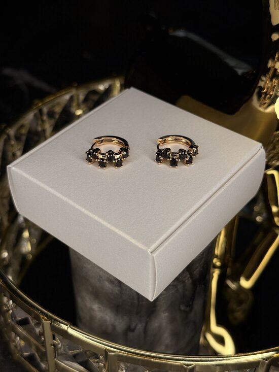 Rozā zelta lux auskariņi ar melniem cirkonijiem ER8