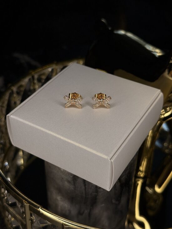 Rozā zelta bantīšu auskariņi EE2