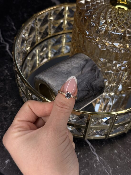 Rozā zelta lux gredzens MM2