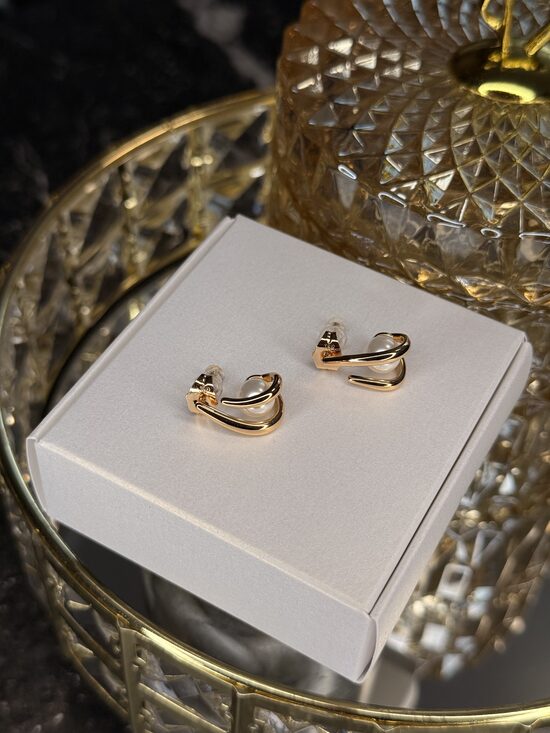 Rozā zelta auskariņi ar pērlīti MN12