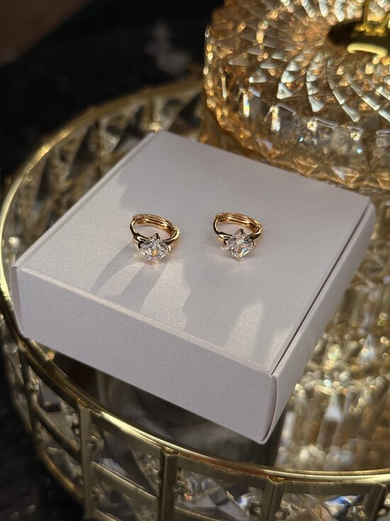 Rozā zelta auskariņi lux ar cirkonijiem MN3