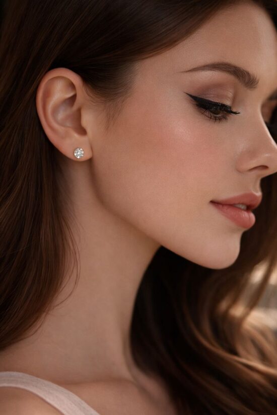 Rozā zelta auskariņi - nagliņas MN26