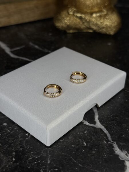 Rozā zelta auskariņi ar cirkonijiem (klasika 13mm) 