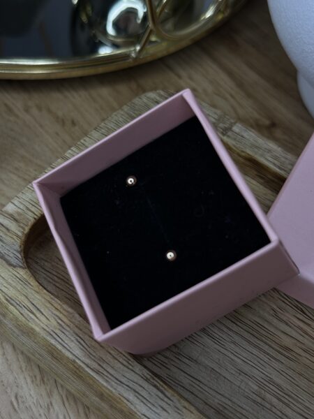 Minī rozā zelta auskariņi - bumbiņas - spīdīgas 